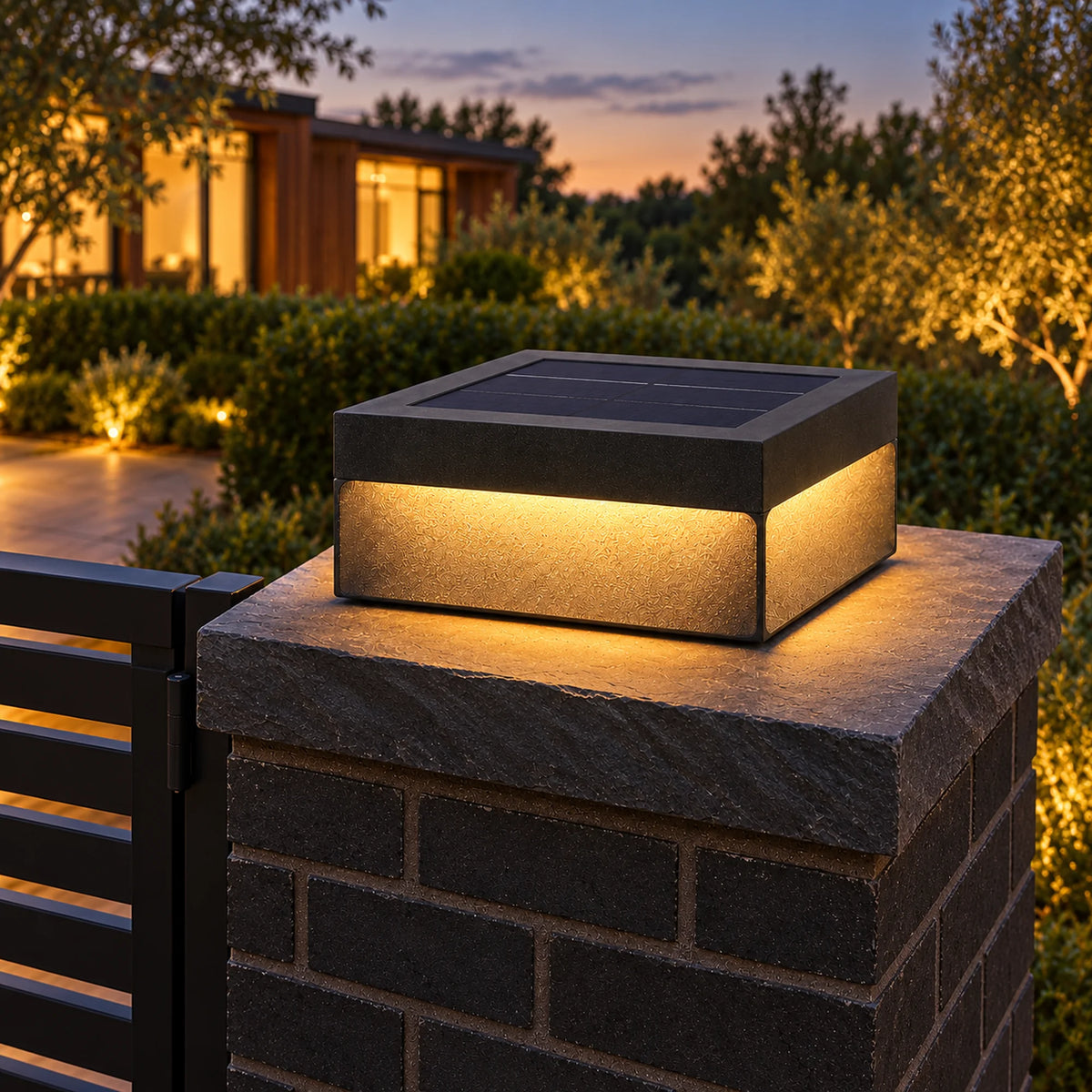 Plinthora | Minimalist Outdoor Pillar Light with Warm 3000K LED, Solar or Hardwired
