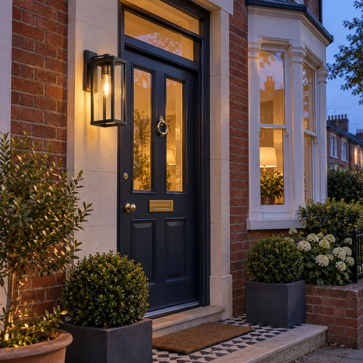 Portelle | Elegant Classic Black Outdoor Wall Lantern Fixture