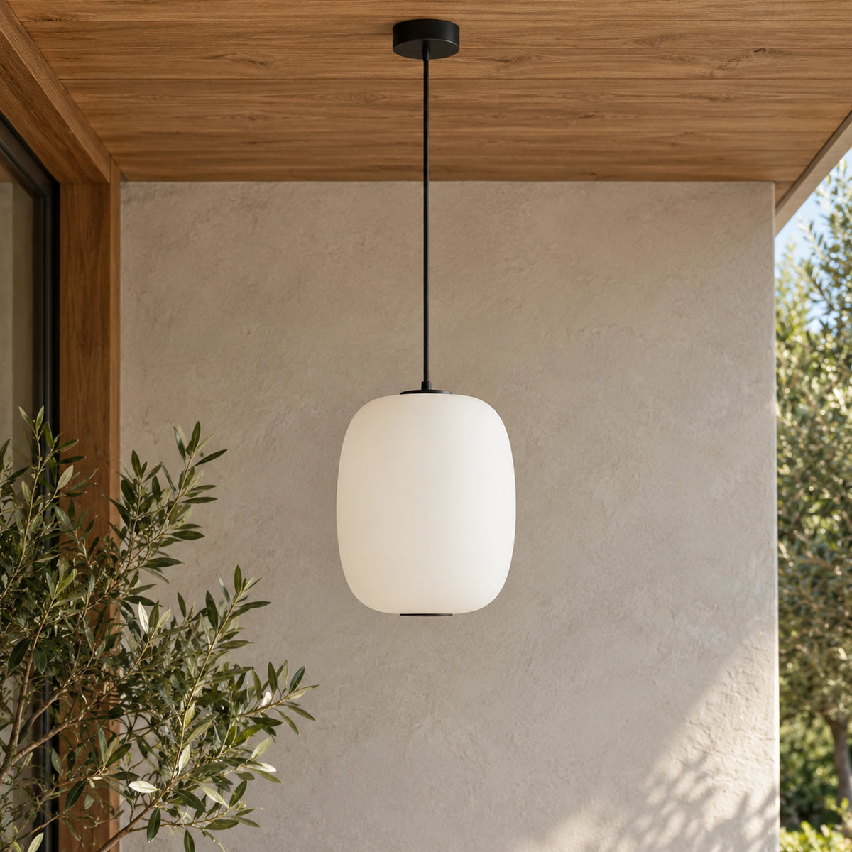 Shizora | Serene Modern Outdoor Pendant Light with Warm 3000K LED, Aluminium & PE Shade, IP65