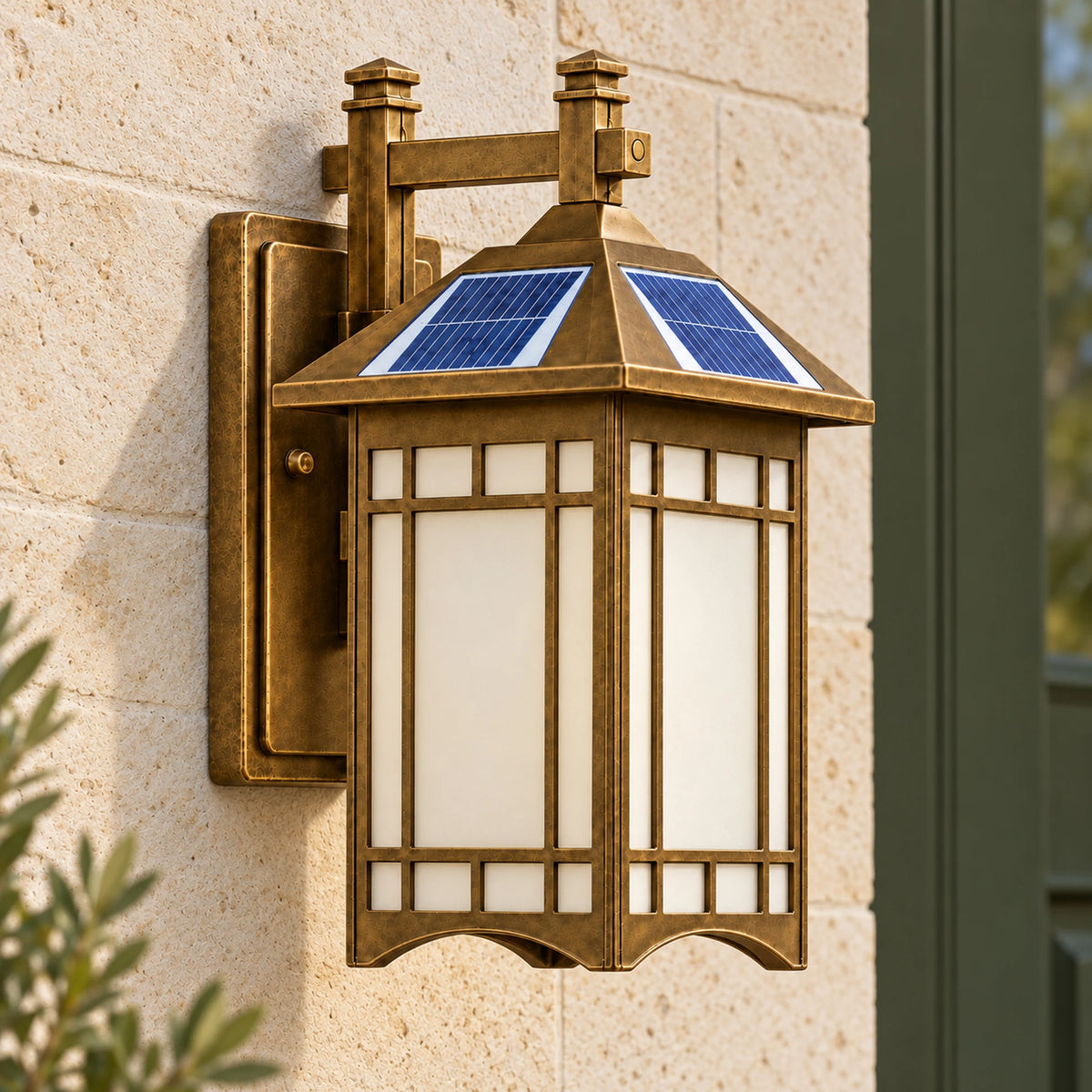 Solmere | Classic Outdoor Wall Lantern in Aluminium & Glass, Solar or Hardwired, Warm 3000K