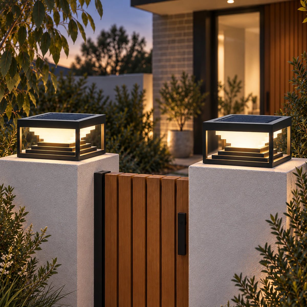 Luminara | Modern Solar Garden Square Outdoor Pillar Light 7