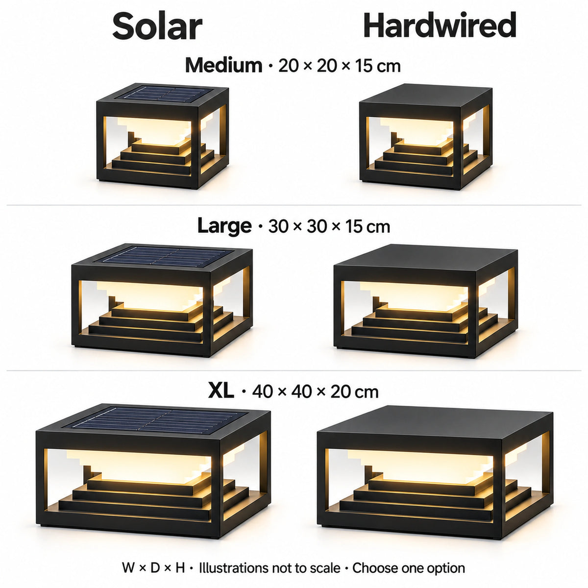 Luminara | Modern Solar Garden Square Outdoor Pillar Light 4