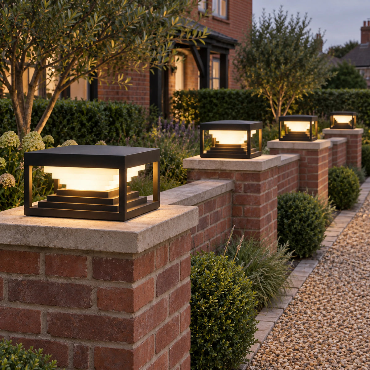 Stratara | Modern Solar or Hardwired Garden Square Outdoor Pillar Light