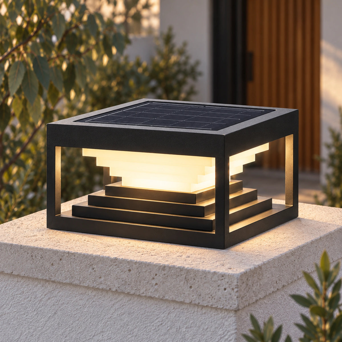 Luminara | Modern Solar Garden Square Outdoor Pillar Light 9