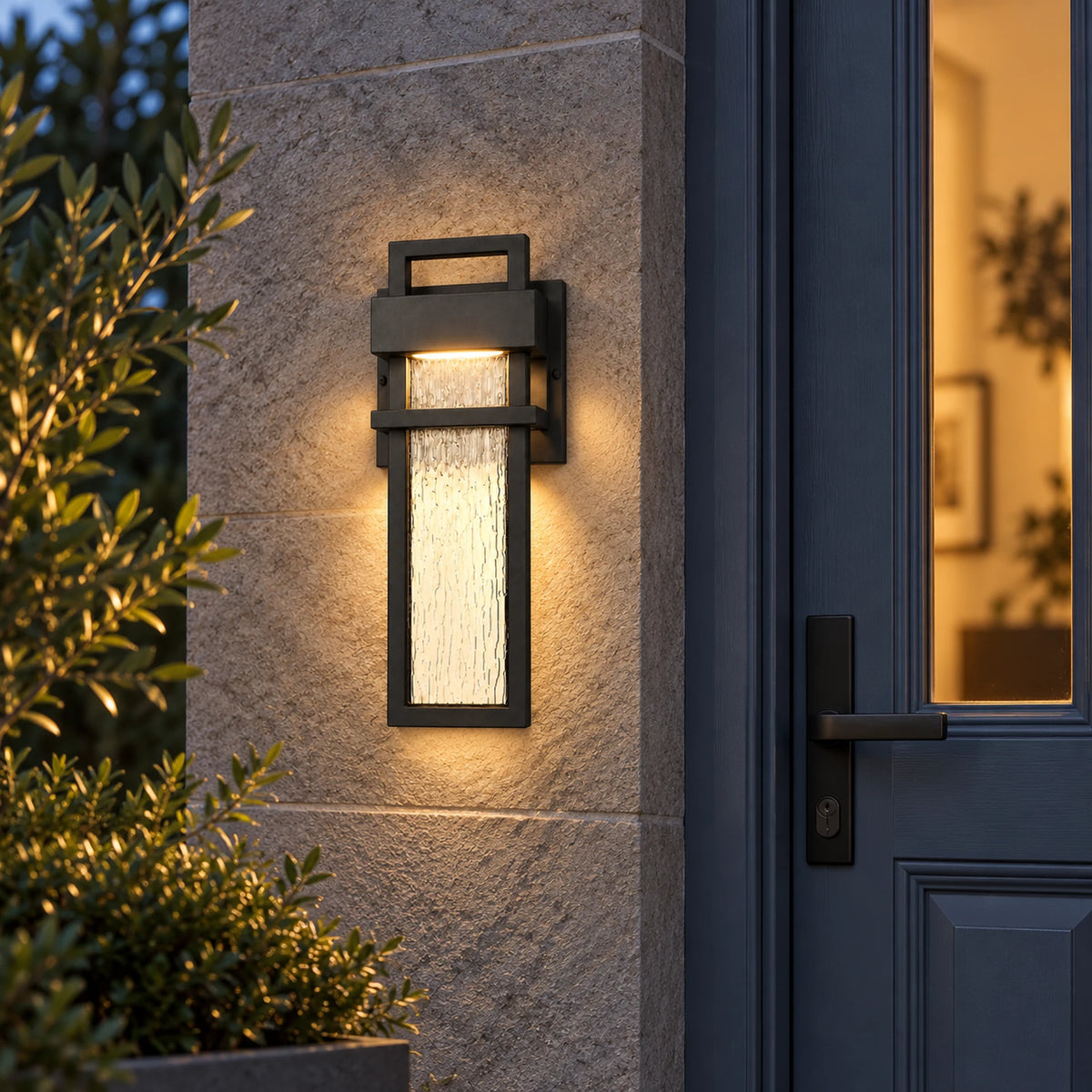 Textora | Textured Black Outdoor Wall Light with 12W Warm 3000K LED & IP65 Protection