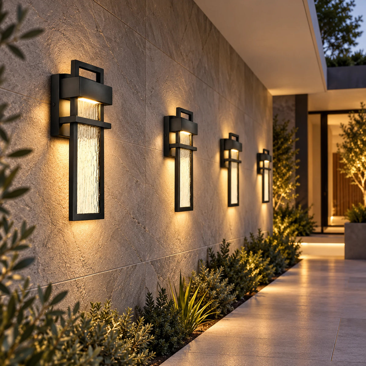 Textora | Textured Black Outdoor Wall Light with 12W Warm 3000K LED & IP65 Protection