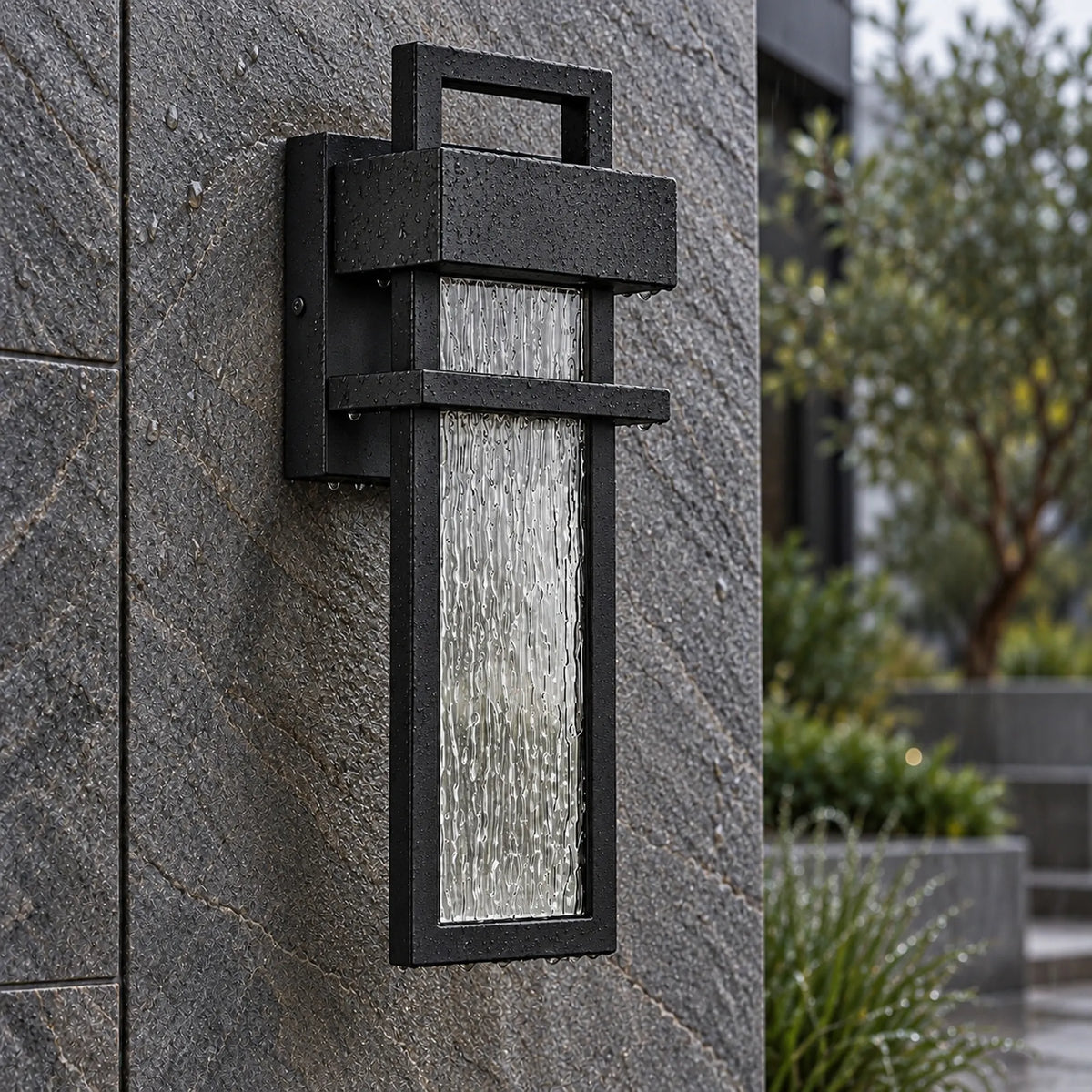 Textora | Textured Black Outdoor Wall Light with 12W Warm 3000K LED & IP65 Protection