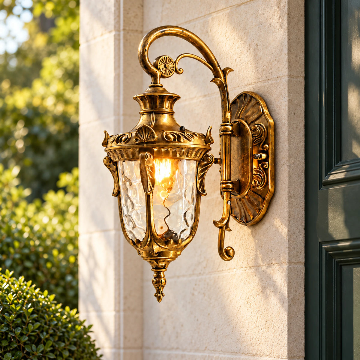 Flutera | Elegant Textured Glass Outdoor Wall Lantern Fixture