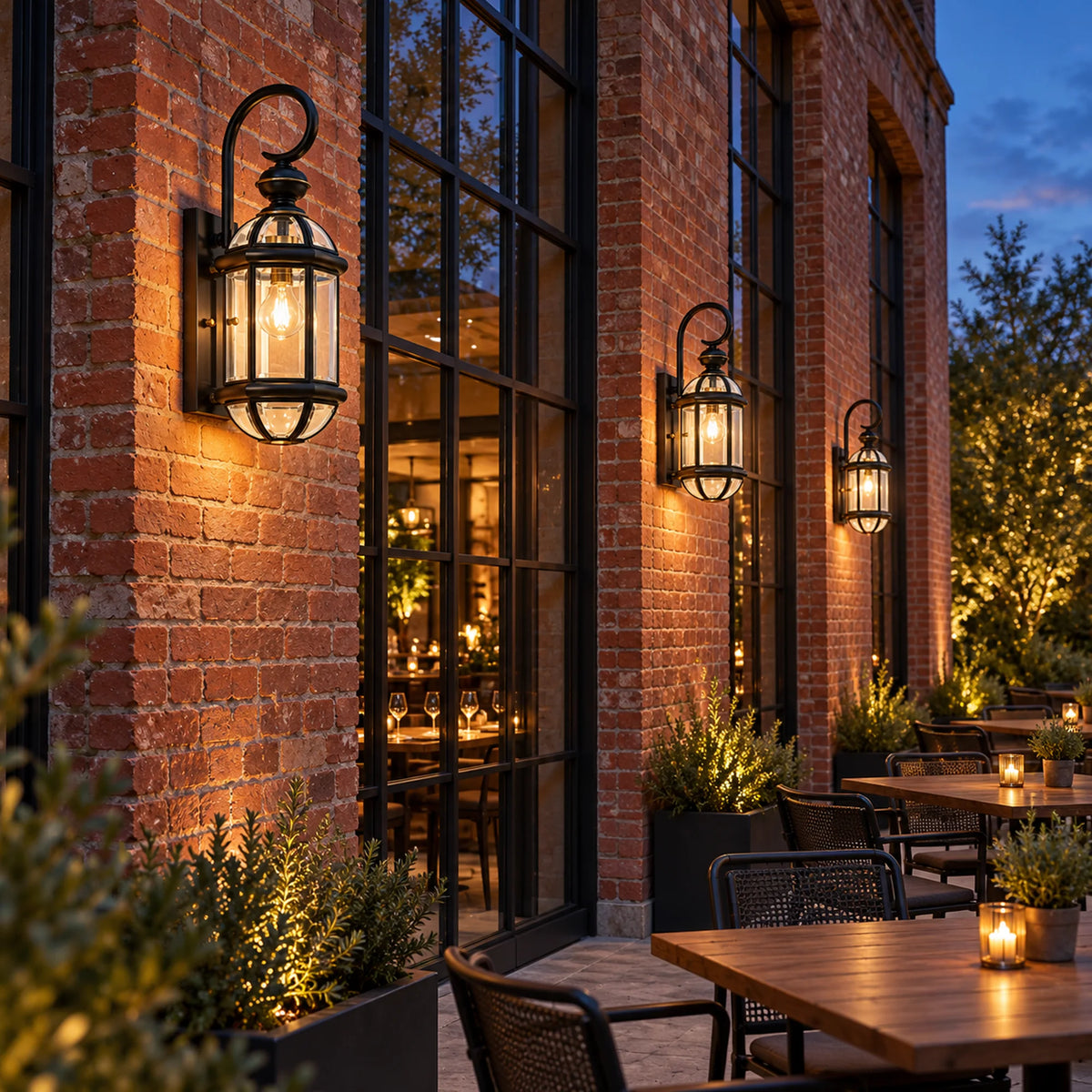 Vintara | Vintage Black Brass Outdoor Wall Lantern with Clear Glass, 63 cm Height & IP56