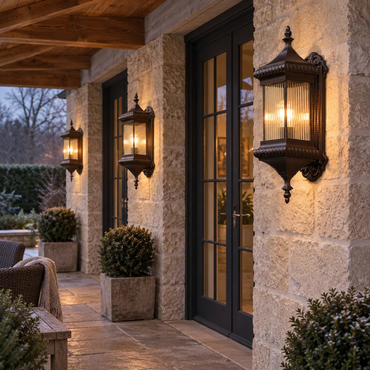 Luminara | Elegant Textured Outdoor Wall Lantern for Warm Ambience