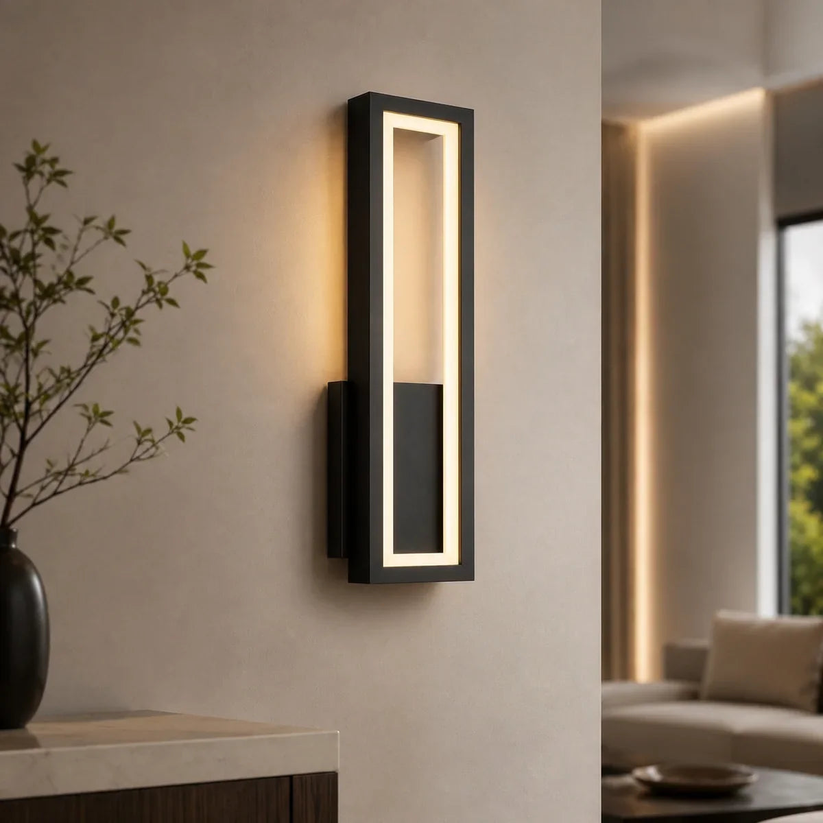 Luminara Acrylic Frame Large Black wall sconce