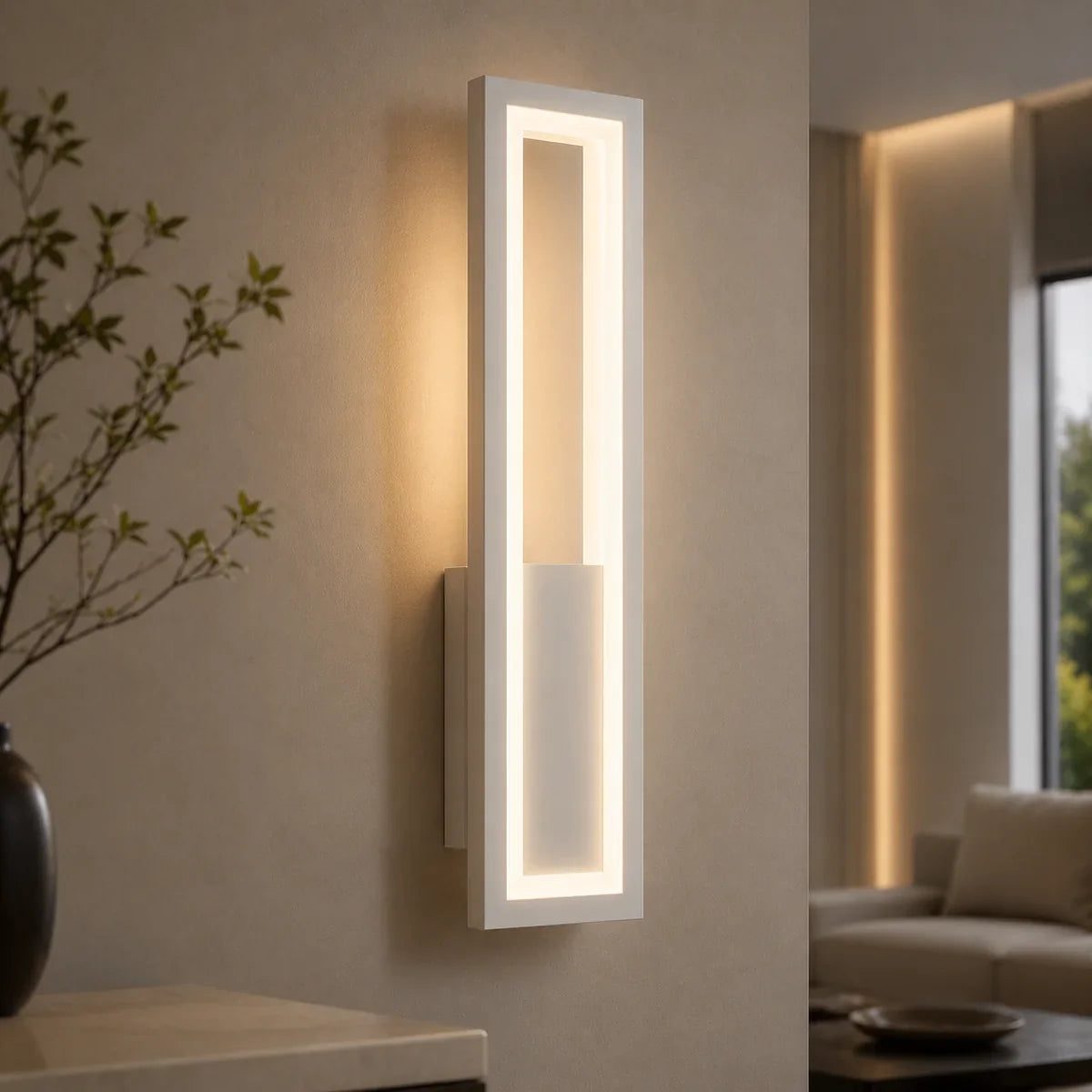 Luminara Acrylic Frame Large White wall sconce
