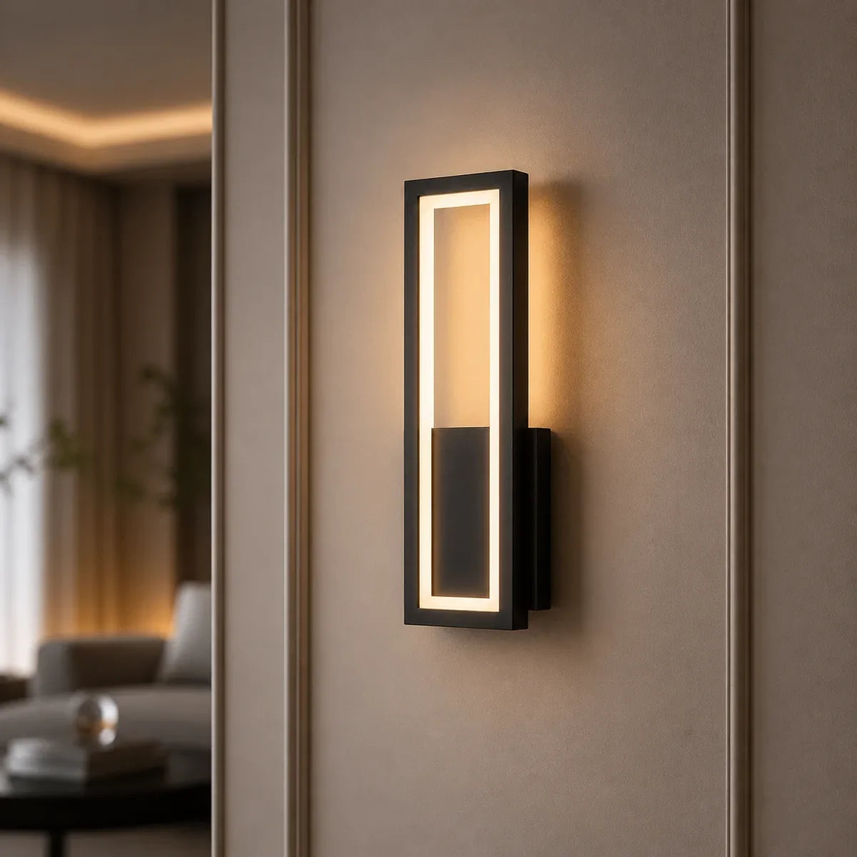 Luminara Acrylic Frame Small Black wall sconce