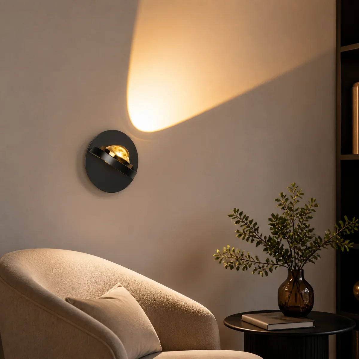 Luminara adjustable Model B black wall sconce lifestyle