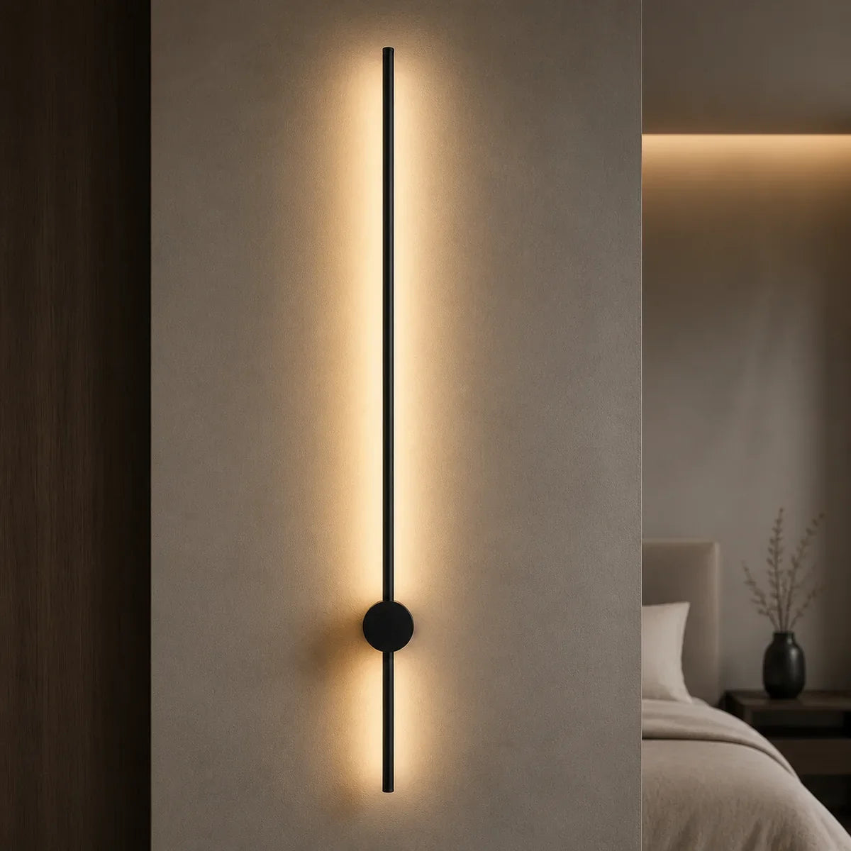 Luminara Aluminum Linear Black 39.4 inch wall light in Warm 3000K