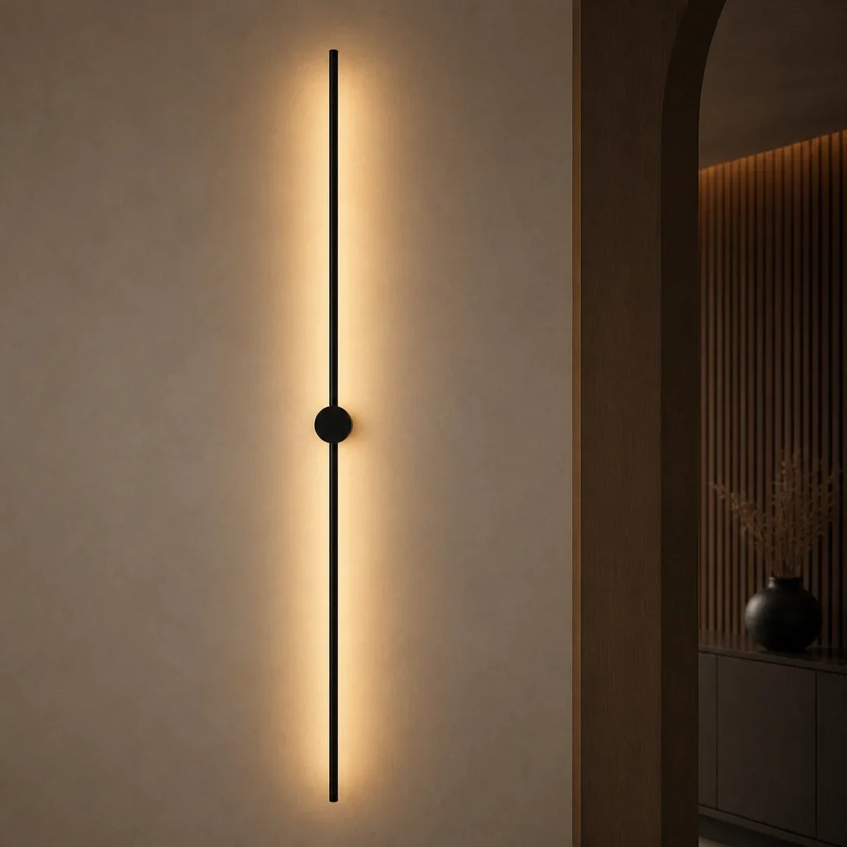 Luminara Aluminum Linear Black 47.2 inch wall light in Warm 3000K