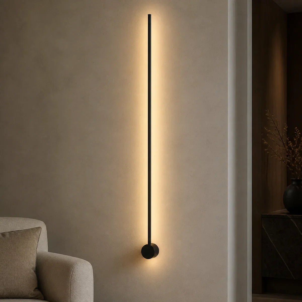 Luminara Aluminum Linear Black 55.1 inch wall light in Warm 3000K