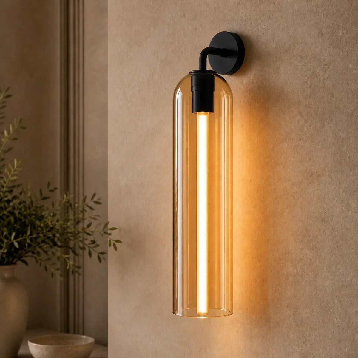 Luminara Black and Amber art-glass wall sconce