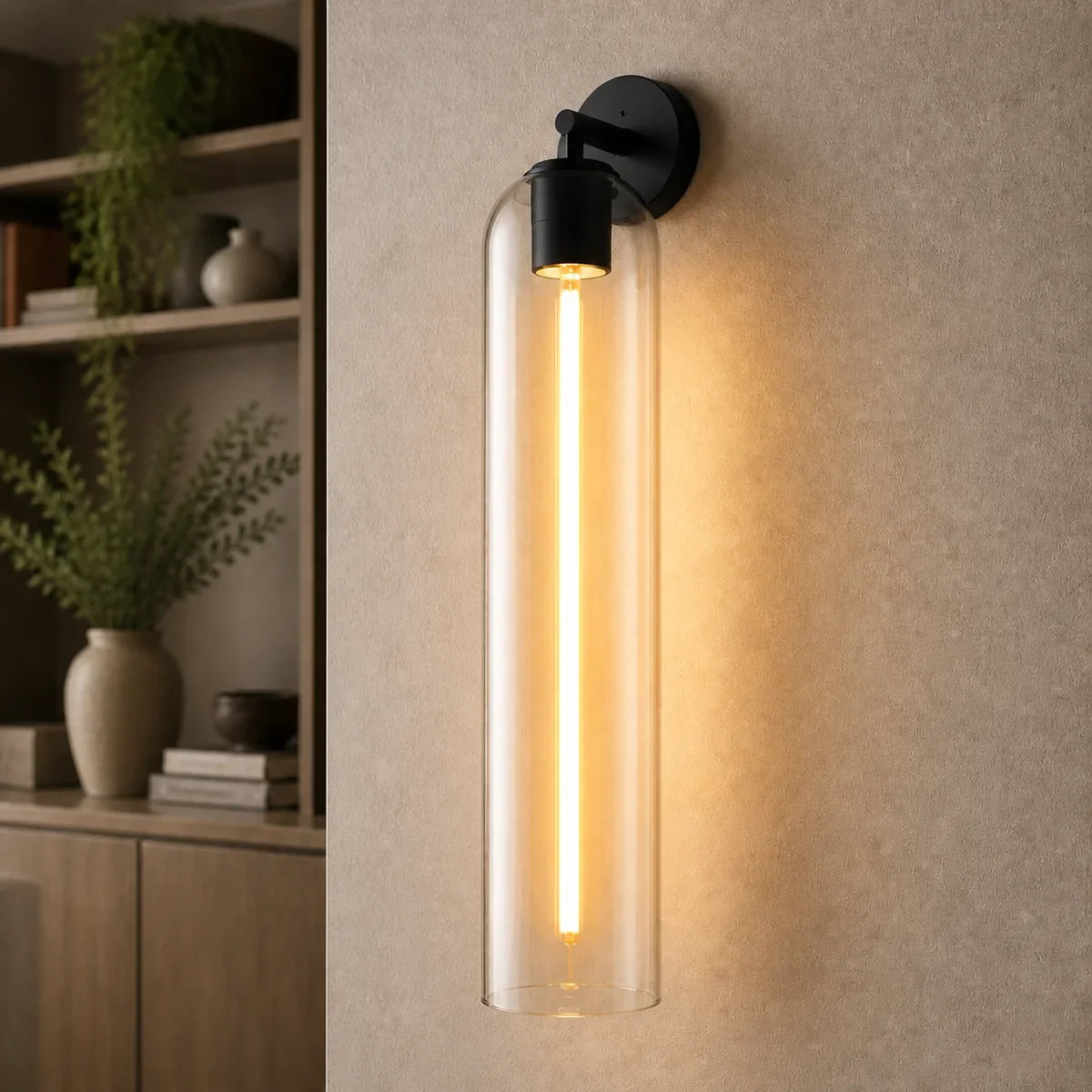 Luminara Black and Clear art-glass wall sconce