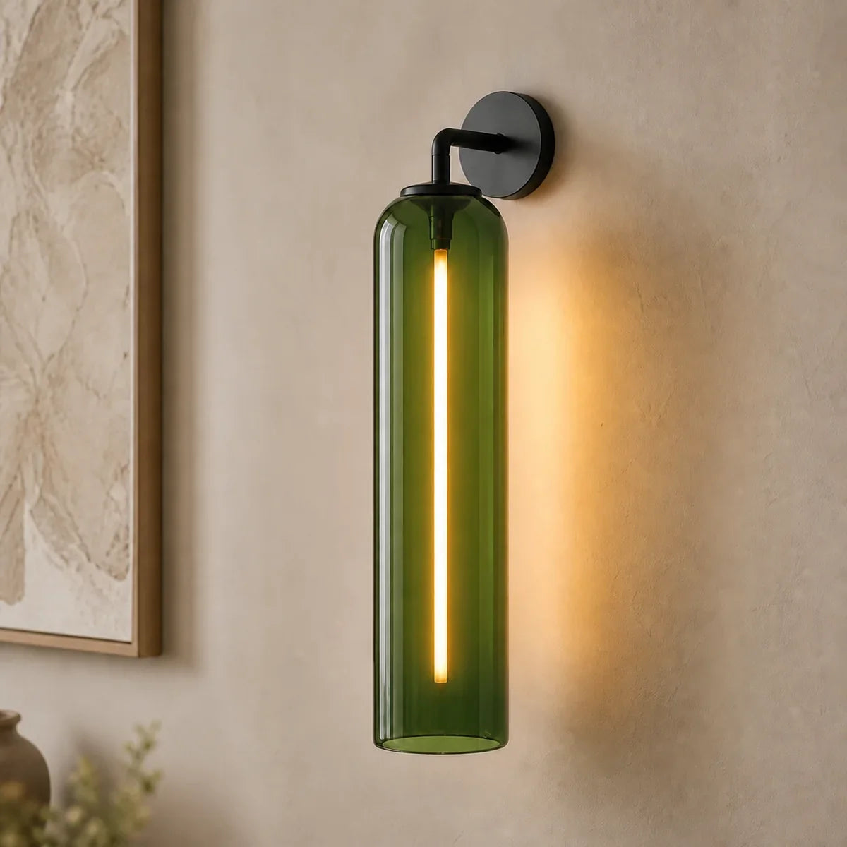 Luminara Black and Green art-glass wall sconce