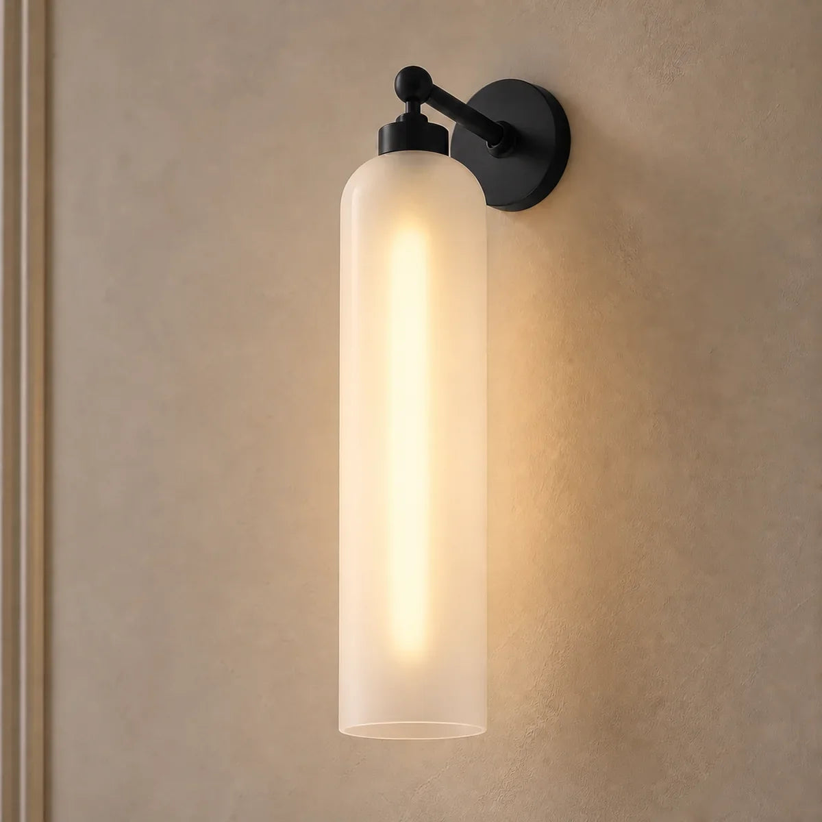 Luminara Black and Matte White art-glass wall sconce