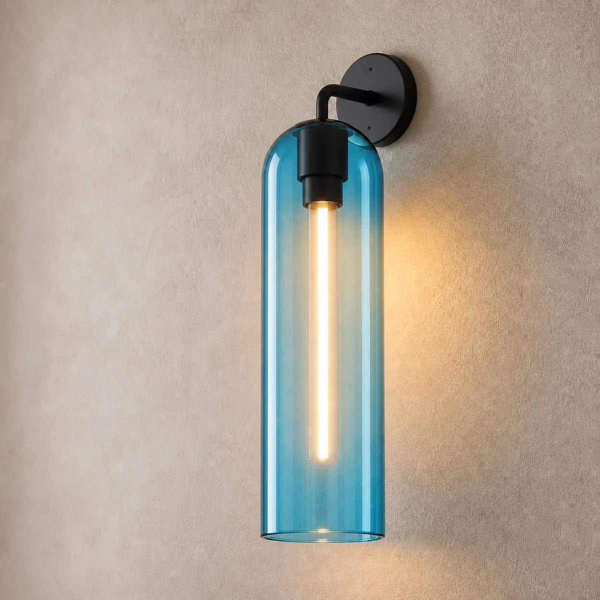 Luminara Black and Sky Blue art-glass wall sconce