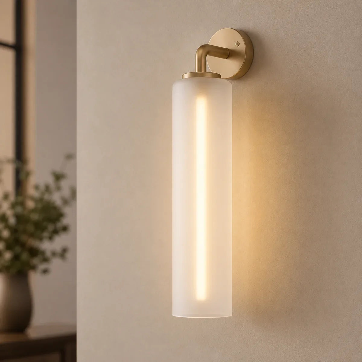 Luminara Gold and Frosted White art-glass wall sconce