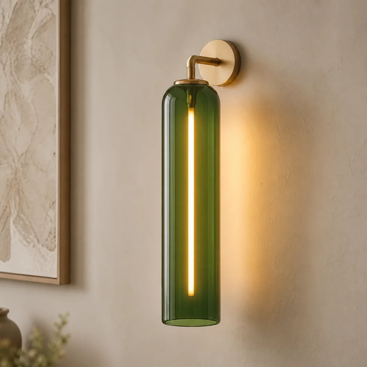 Luminara Gold and Green art-glass wall sconce