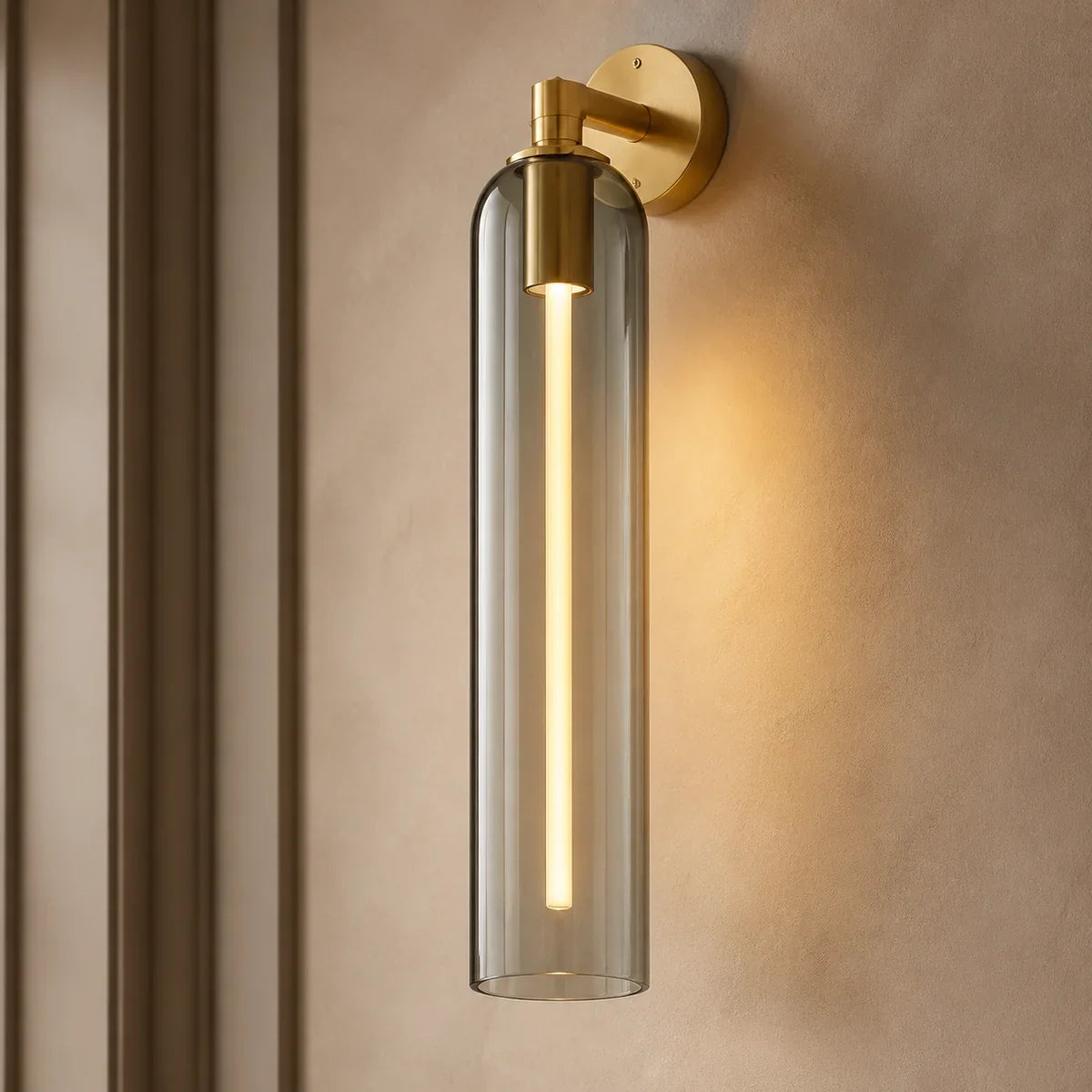 Luminara Gold and Smoke Gray art-glass wall sconce