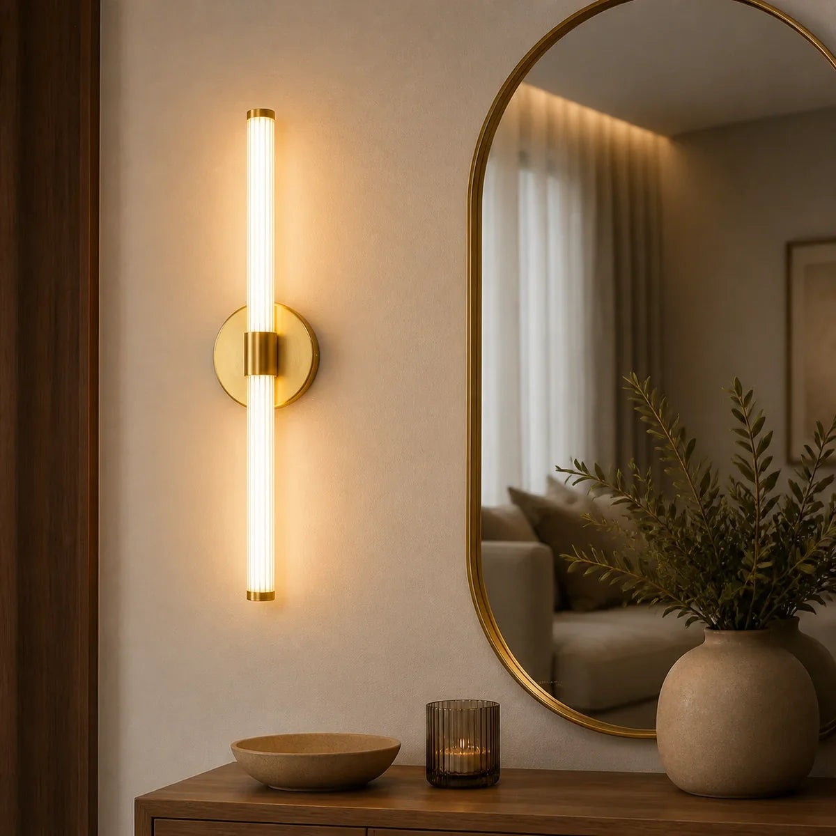 Luminara | Elegant Modern Gold Metal Wall Sconce Light with Acrylic Shade