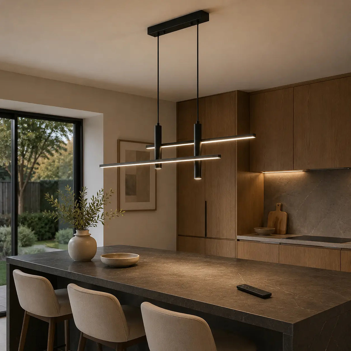 Luminara | Modern Sleek Black Pendant Chandelier for Dining Spaces