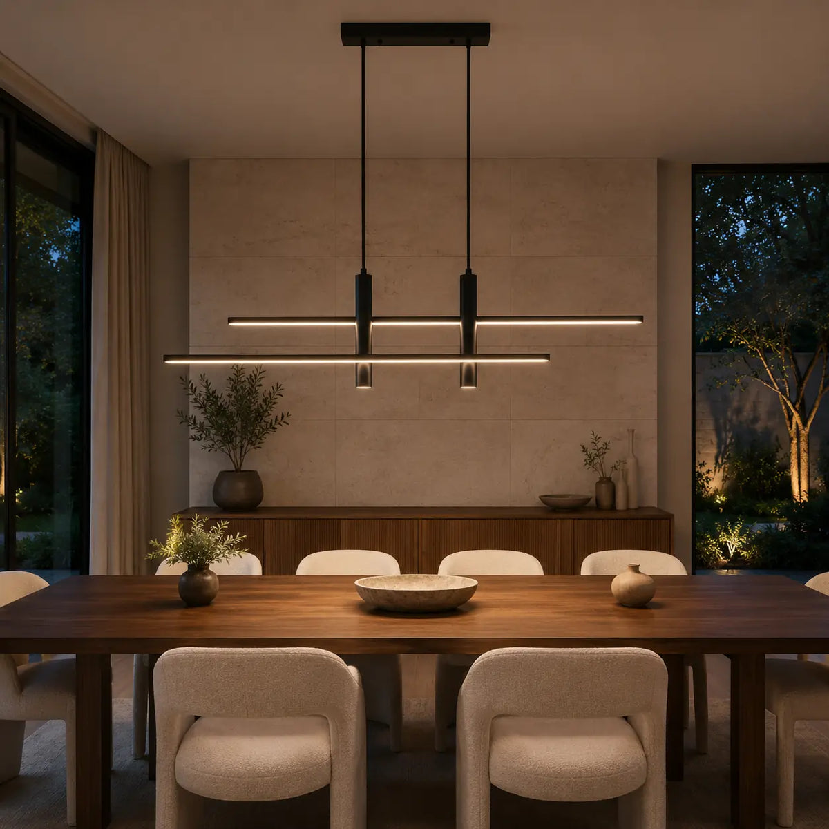 Luminara | Modern Sleek Black Pendant Chandelier for Dining Spaces