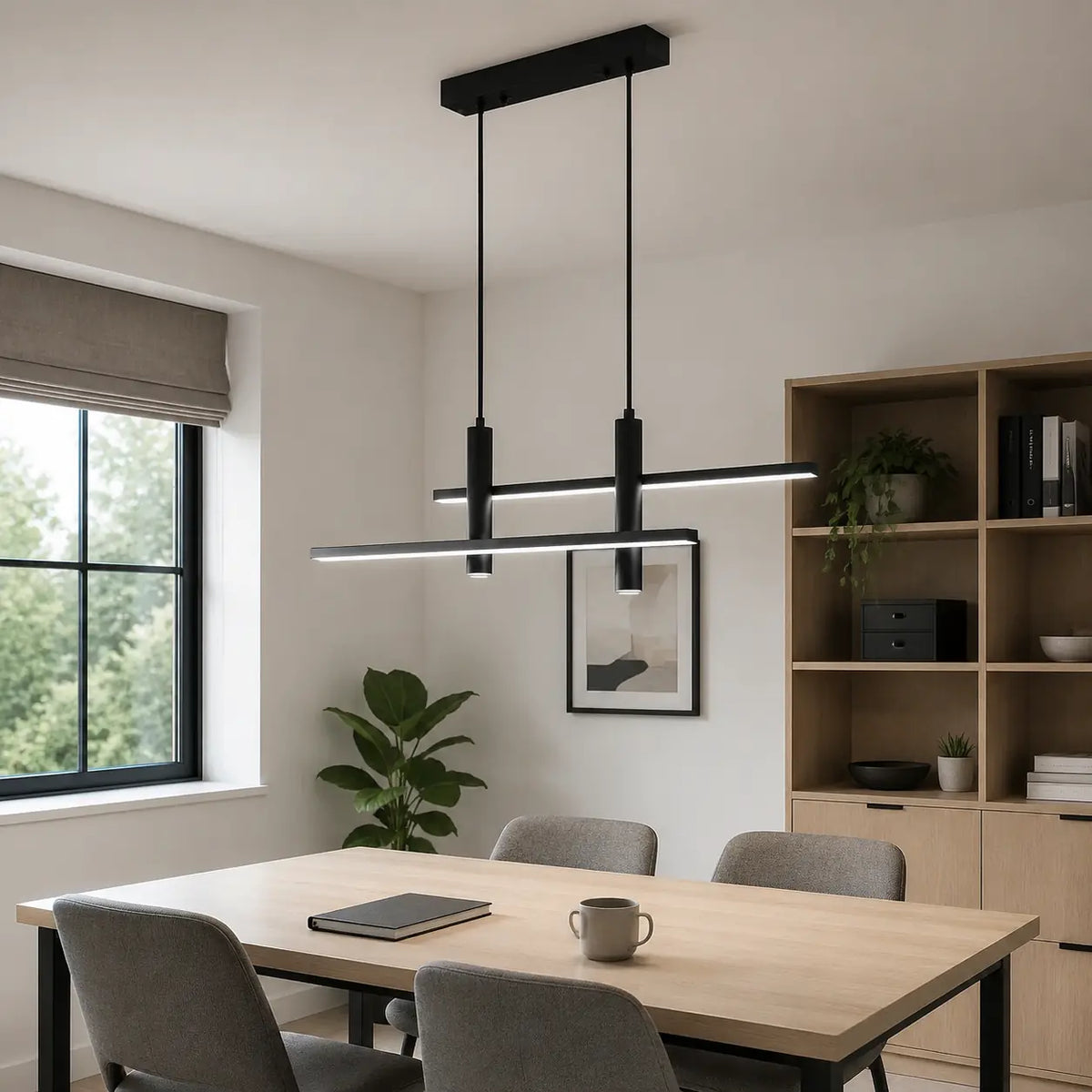 Luminara | Modern Sleek Black Pendant Chandelier for Dining Spaces