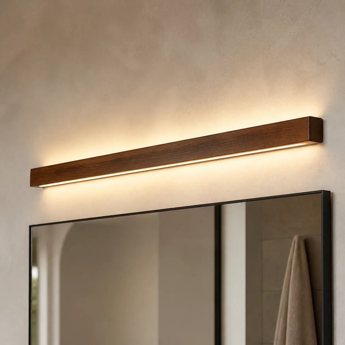 LuminaraWood walnut LED wall light with up and down lighting
