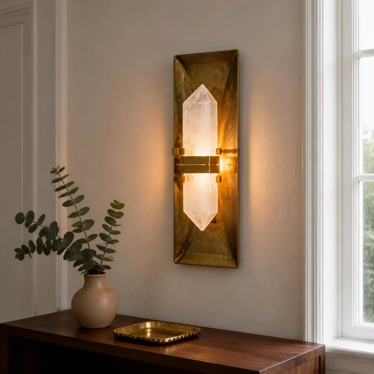 MarbleGlow brass and natural-stone wall sconce in a refined interior