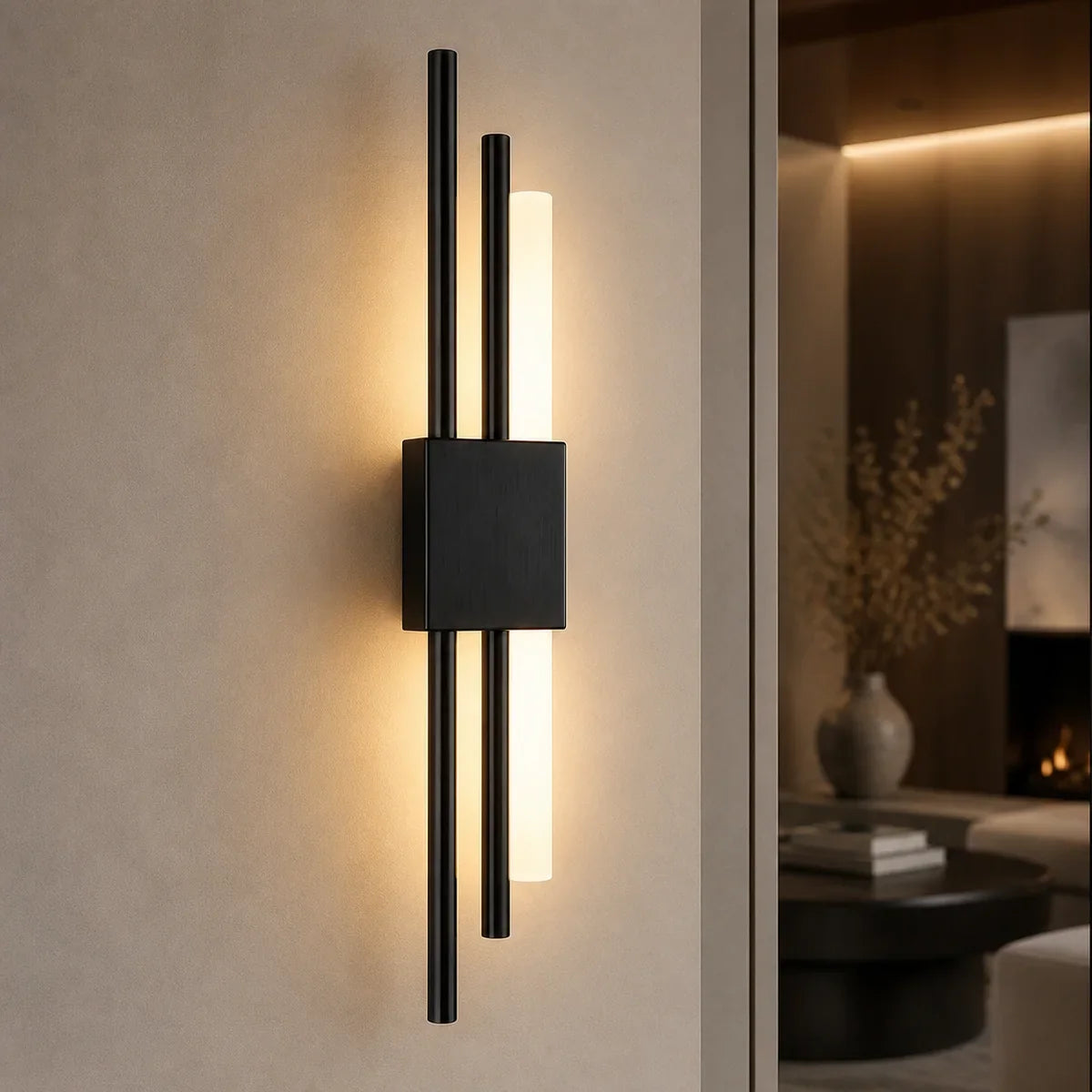NordicGlow Left Black linear cluster wall light in Warm 3000K