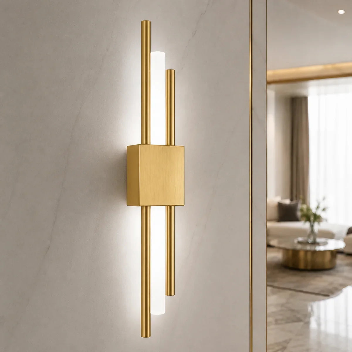 NordicGlow Left Gold linear cluster wall light in White 6000K