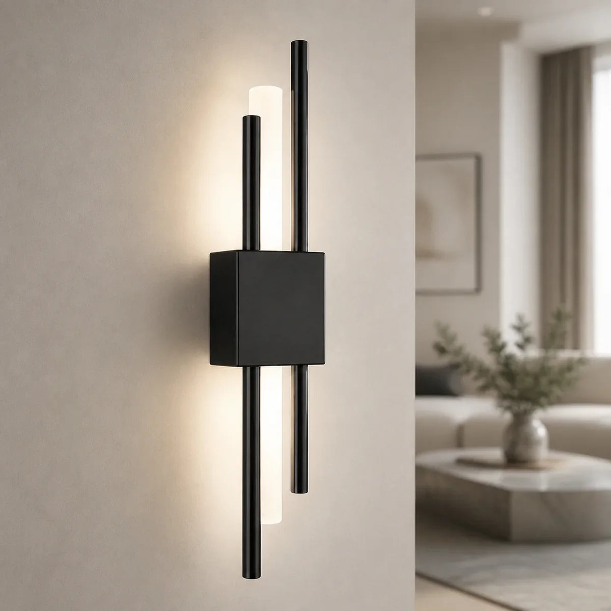 NordicGlow Right Black linear cluster wall light in Natural 4000K