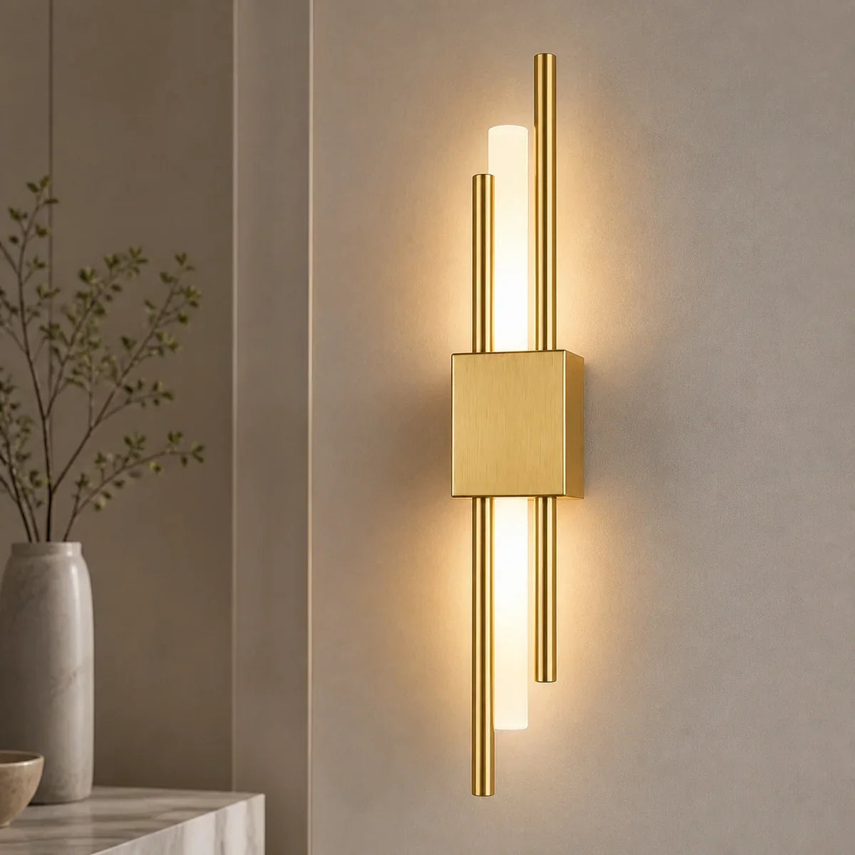 NordicGlow Right Gold linear cluster wall light in Warm 3000K