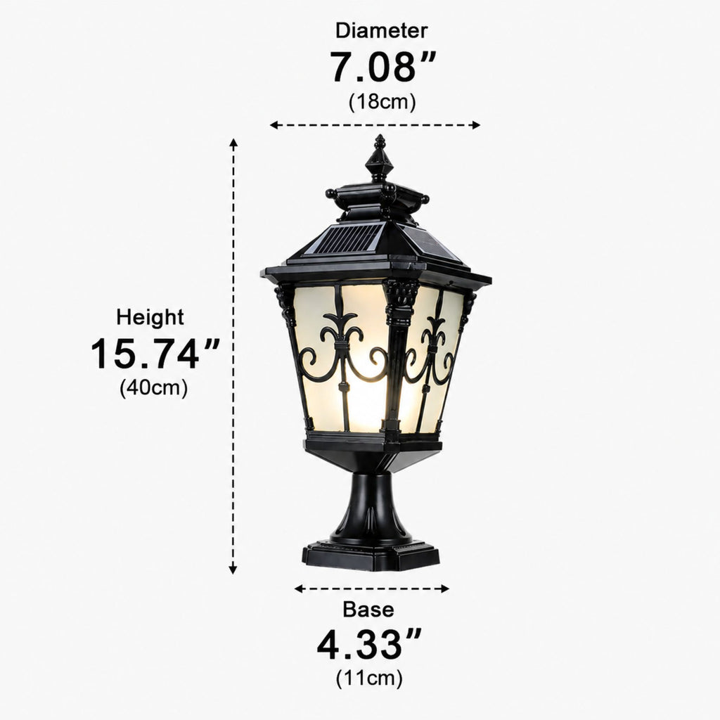 VictorianGlow | Elegant Durable Solar Outdoor Fence Post Light