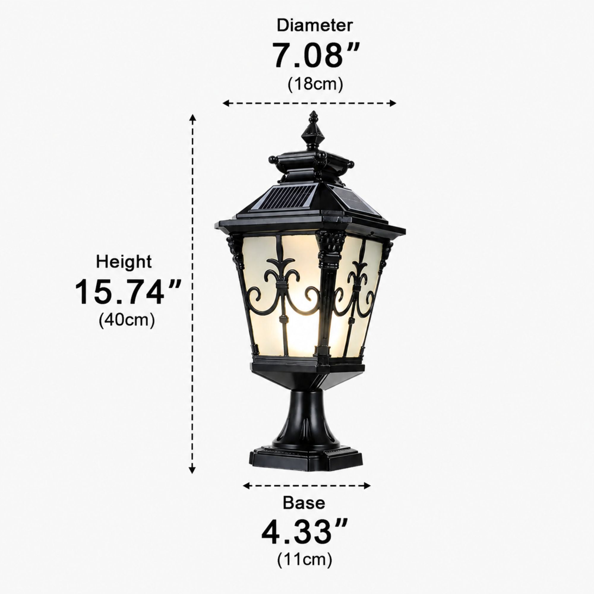 VictorianGlow | Elegant Durable Solar Outdoor Fence Post Light