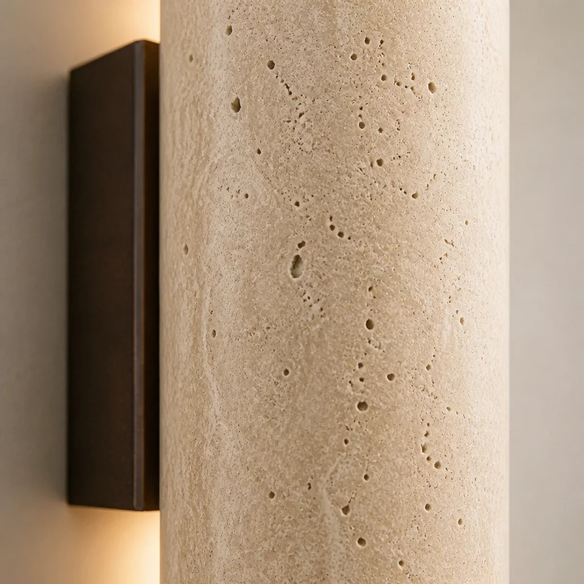 TravertineGlow porous natural stone and rear mount detail