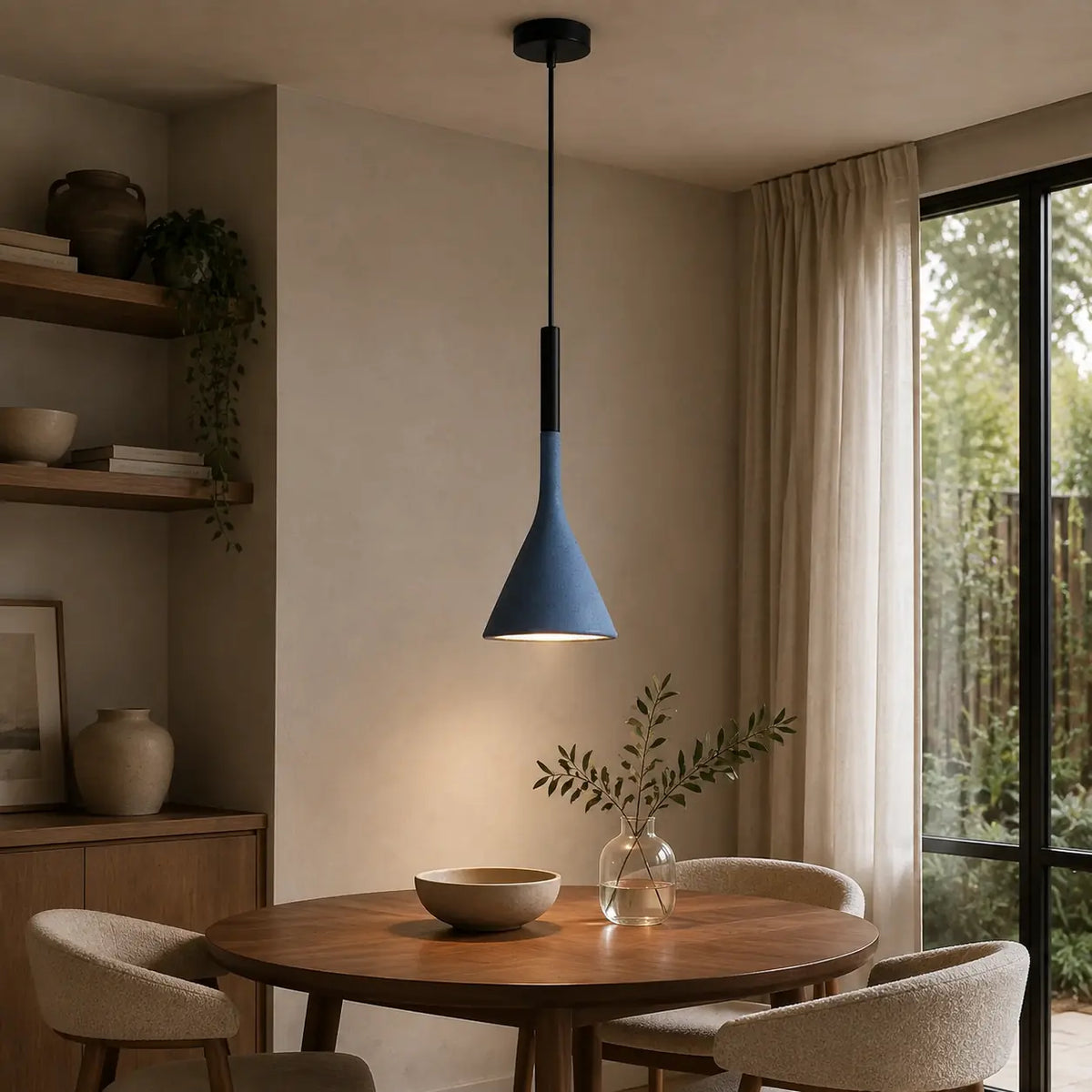 TulipGlow blue Nordic pendant light in a modern dining corner